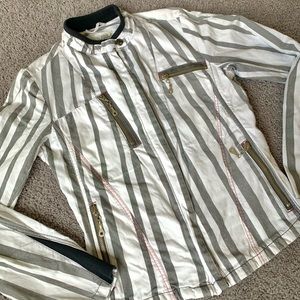 Marithé + François Girbaud Striped Corset Style  Motorcycle Biker Jacket RARE